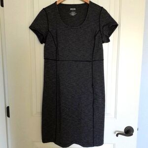Duluth Trading Co. NoGA Classic Short Sleeve Dress Black & Gray Stripe Size S